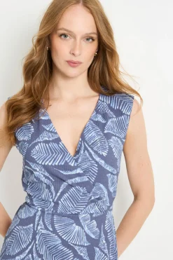 Robe Longue Portefeuille En Jersey À Motif Palmier