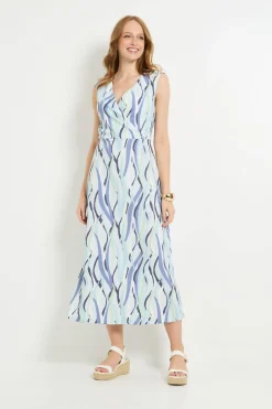 Robe Longue Portefeuille En Jersey À Rayures