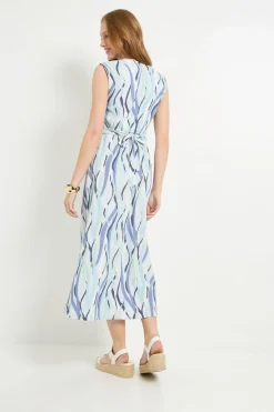 Robe Longue Portefeuille En Jersey À Rayures