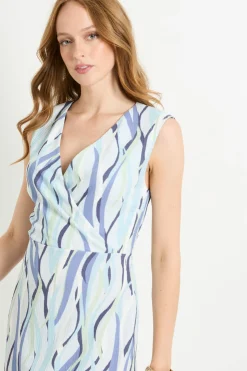 Robe Longue Portefeuille En Jersey À Rayures