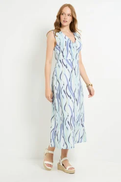 Robe Longue Portefeuille En Jersey À Rayures