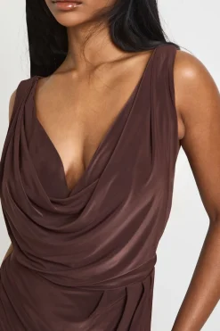 Robe Longue Portefeuille Froncée en Maille Fluide - Grande Taille