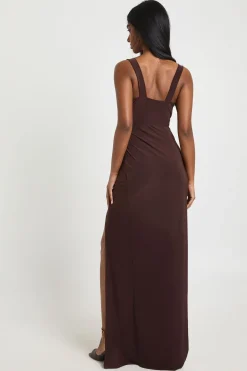 Robe Longue Portefeuille Froncée en Maille Fluide - Grande Taille