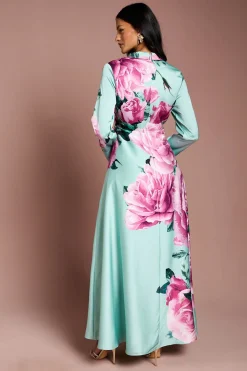 Coast Robe Longue Portefeuille à Imprimé Placement<Femme Robes À Manches Longues|Robes