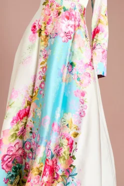 Robe Longue Portefeuille à Imprimé Placé