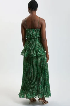 KarenMillen Robe Longue Péplum En Organdi Texturé À Imprimé Pois Et Plissé Petite<Femme Robes|Robe Invitée Mariage