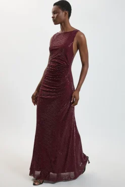 Robe Longue Premium À Dos Croisé Ornée De Cristaux
