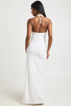 boohoo Robe Longue Près Du Corps À Col Licou Avec Détail Doré Et Fronces Sur Le Devant<Femme Robes|Robes De Soirée