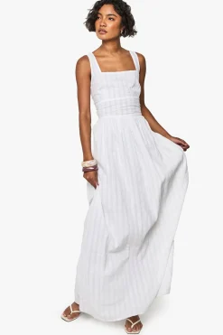 Robe Longue Rayée En Seersucker Pour Grandes Tailles