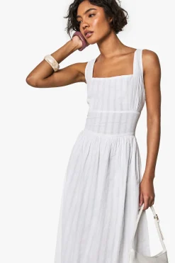 Robe Longue Rayée En Seersucker Pour Grandes Tailles