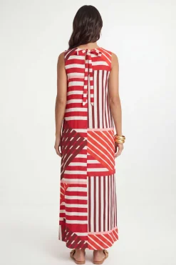 Robe Longue À Rayures Avec Dos Noué
