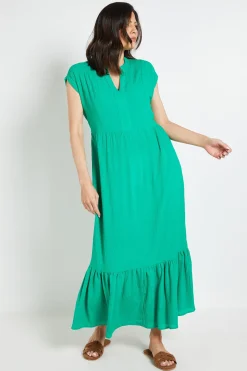 Robe Longue Sans Col En Gaze De Coton