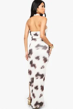 boohoo Robe Longue Sans Manches À Col Licou Imprimé Animal<Femme Robes Moulantes|Robes