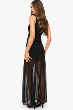 boohoo Robe Longue Sans Manches À Ourlet Transparent<Femme Robes|Robes De Soirée Chic