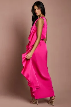 Coast Robe Longue Satinée Asymétrique À Effet Cascade Petite Taille<Femme Satin Et Dentelle|Robes