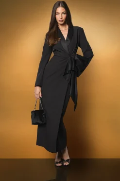 Robe Longue Satinée Coast Muse avec Nœud Devant