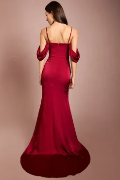 Coast Robe Longue Satinée À Corsage Drapé Et Col Bénitier<Femme Robes Corset|Satin Et Dentelle