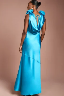 Robe Longue Satinée à Corsage Statement