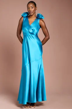 Robe Longue Satinée à Corsage Statement