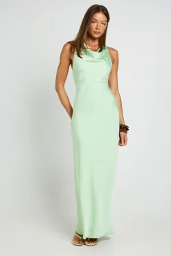 Robe Longue Satinée Dos Drapé
