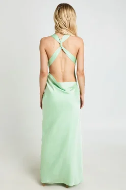 Robe Longue Satinée Dos Drapé Petite