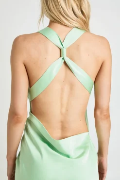 Robe Longue Satinée Dos Drapé Petite