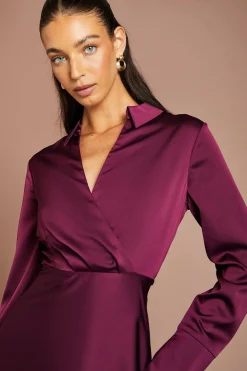 Coast Robe Longue Satinée À Encolure Cache-cœur<Femme Satin Et Dentelle|Robes À Manches Longues