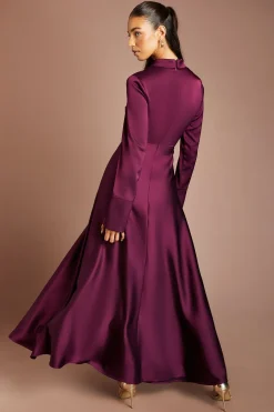 Coast Robe Longue Satinée À Encolure Cache-cœur<Femme Satin Et Dentelle|Robes À Manches Longues