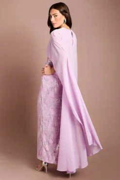 Robe Longue À Sequins Avec Manches Cape