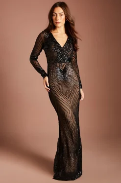 Robe Longue À Sequins Motif Étoile Éclatante
