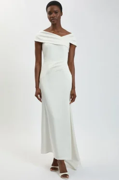 Robe Longue Sirène Asymétrique En Satin Drapé Ajusté