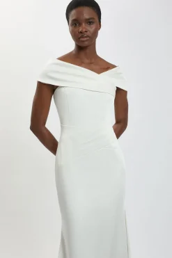Robe Longue Sirène Asymétrique En Satin Drapé Ajusté