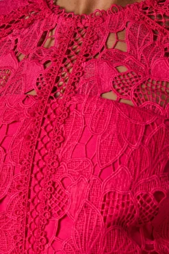Robe Longues Manches à Panneaux de Dentelle