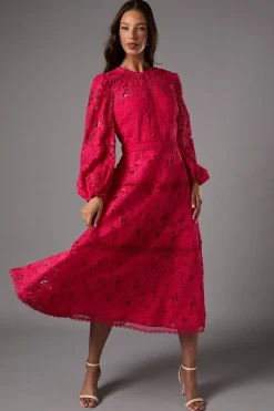 Robe Longues Manches à Panneaux de Dentelle