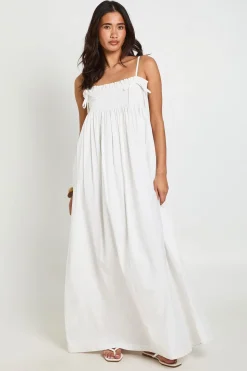 Robe Longue Smock À Détail Froncé