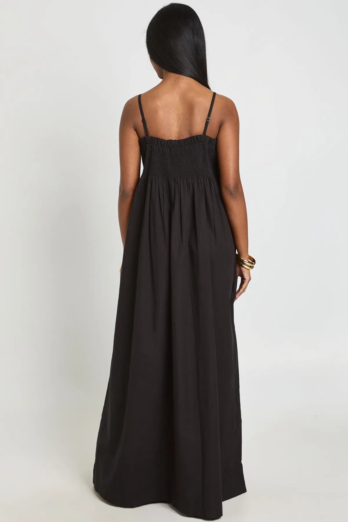 boohoo Robe Longue Smockée À Détail Froncé<Femme Robes|Robes De Jour