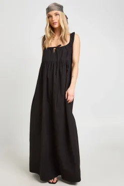 Robe Longue Smock Petite Avec Détail Nœud Devant