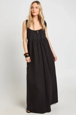 Robe Longue Smock Petite Avec Détail Nœud Devant