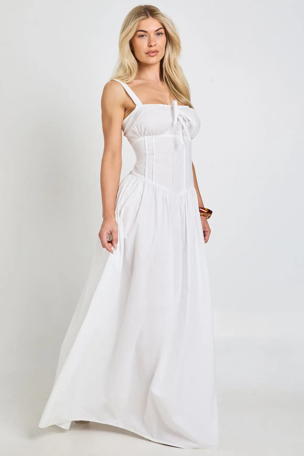 Robe Longue Style Laitière En Popeline De Coton