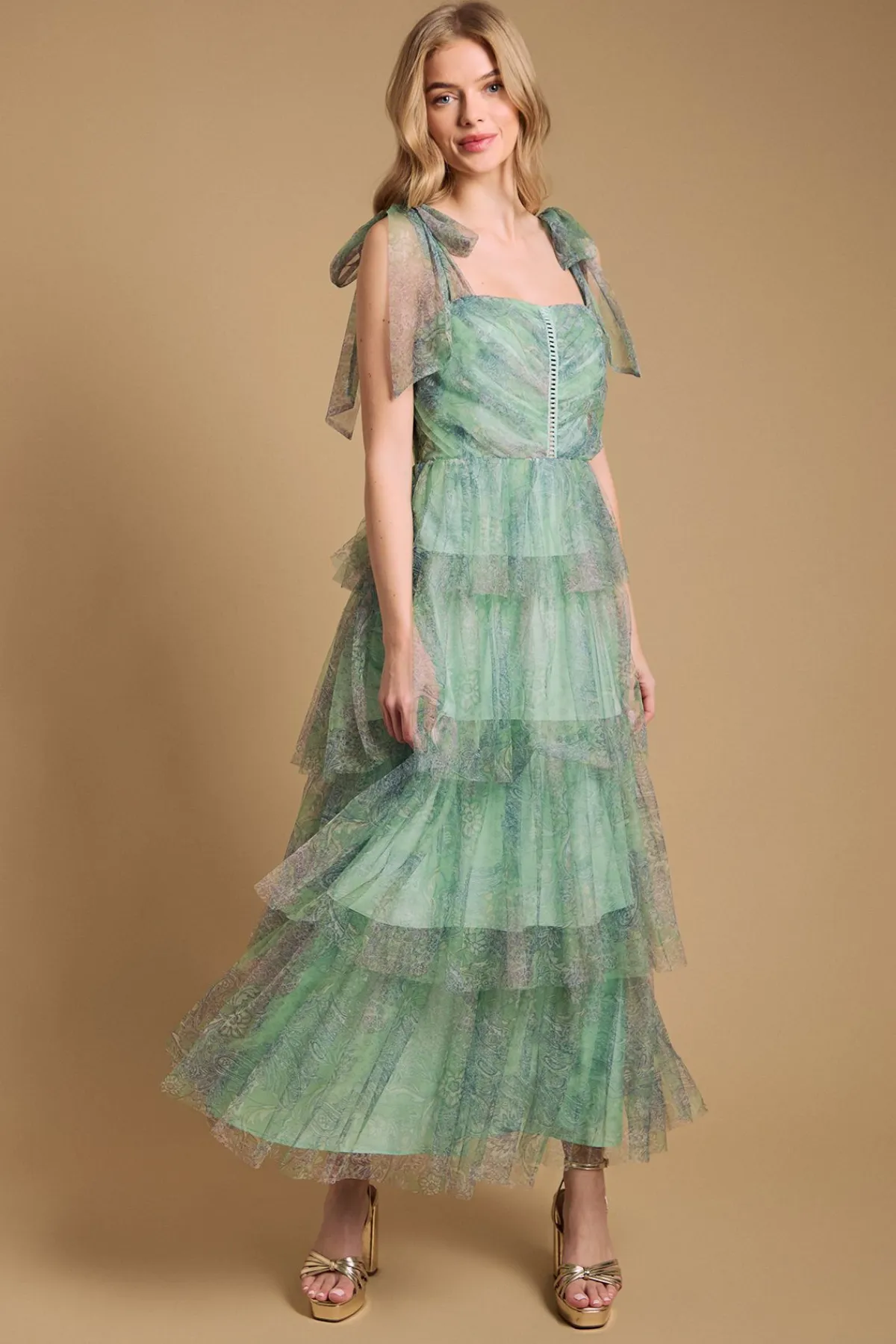 Oasis Robe Longue Étagée À Bretelles Nouées<Femme Toutes Les Robes|Robes Longues