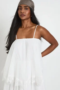 boohoo Robe Longue Étagée En Mousseline Gaufrée Et Dentelle<Femme Satin Et Dentelle|Robes