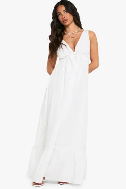 Robe Longue Étagée En Popeline De Coton Froncée Petite