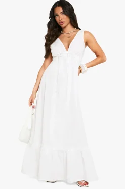 Robe Longue Étagée En Popeline De Coton Froncée Petite