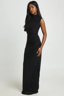 Robe Longue À Taille Froncée Toucher Doux