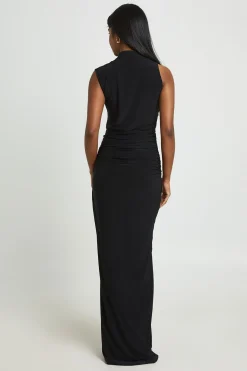 Robe Longue À Taille Froncée Toucher Doux