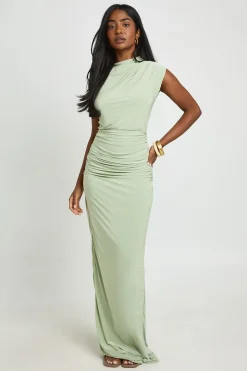 Robe Longue À Taille Froncée Toucher Doux