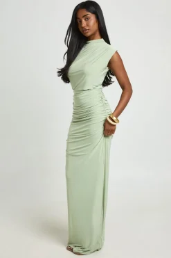 Robe Longue À Taille Froncée Toucher Doux