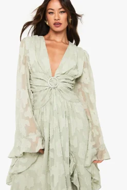 Robe Longue Texturée À Découpes Pour Grande Taille