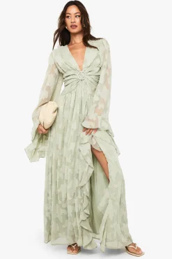 Robe Longue Texturée À Découpes Pour Grande Taille