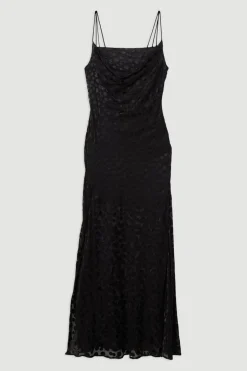 Robe Longue Tissée À Bretelles En Dévoré À Pois